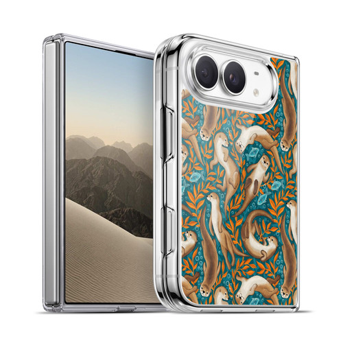 Micklyn Le Feuvre Flora And Fauna Swimming Otters in Teal Orange Soft Gel Case for Apple iPhone Duo