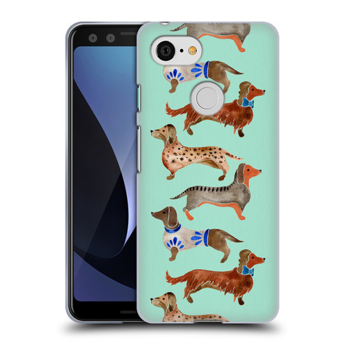 Cat Coquillette Animals Blue Dachshunds Soft Gel Case for Google Pixel 3