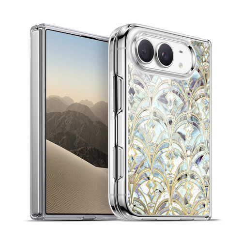 Micklyn Le Feuvre Marble Patterns Pale Bright Mint And Sage Art Deco Marbling Soft Gel Case for Apple iPhone Duo