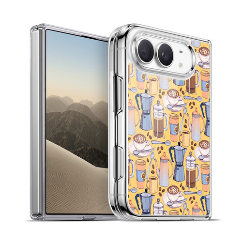 Micklyn Le Feuvre Patterns 2 Coffee Love On Yellow Soft Gel Case for Apple iPhone Duo