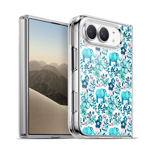 Micklyn Le Feuvre Patterns 2 Dusty Pink White And Teal Elephant Soft Gel Case for Apple iPhone Duo