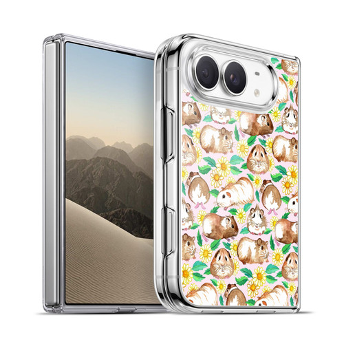 Micklyn Le Feuvre Patterns 2 Guinea Pigs And Daisies In Watercolour On Pink Soft Gel Case for Apple iPhone Duo