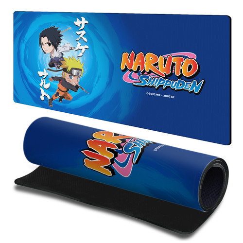 Naruto Shippuden Graphics Chibi Naruto Sasuke Gaming Office Desk PC Keyboard Mouse Mat Pad 23.62 x 11.81 x 0.12 inches (600 x 300 mm) - L