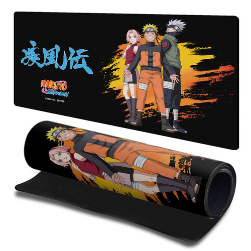 Naruto Shippuden Graphics Team 7 Black Gaming Office Desk PC Keyboard Mouse Mat Pad 23.62 x 11.81 x 0.12 inches (600 x 300 mm) - L
