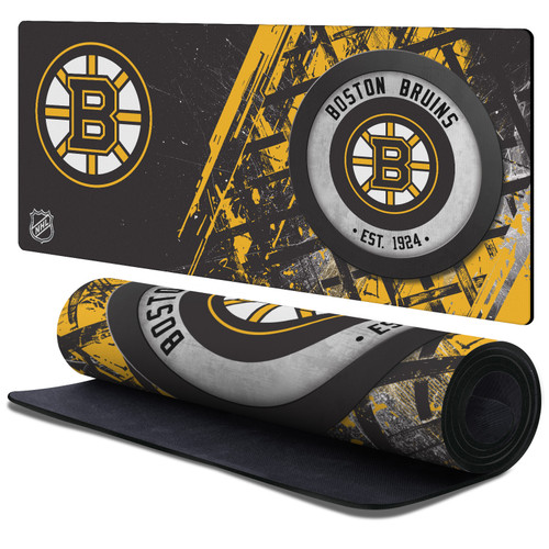 NHL Boston Bruins Team Puck Gaming Office Desk PC Keyboard Mouse Mat Pad 37.4 x 15.75 x 0.16 inches (900 x 400 mm) - XL