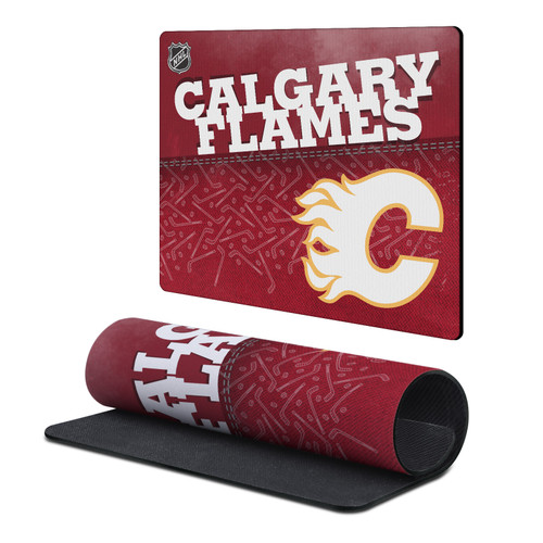 NHL Calgary Flames Team Word & Mark Gaming Office Desk PC Keyboard Mouse Mat Pad 9.84 x 11.81 x 0.12 inches (250 x 300 mm) - S