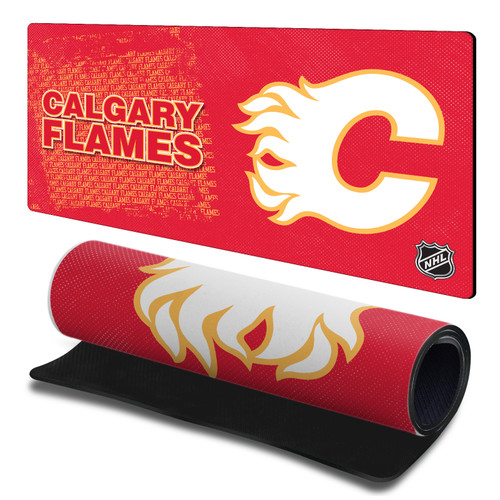 NHL Calgary Flames Team Logo Gaming Office Desk PC Keyboard Mouse Mat Pad 23.62 x 11.81 x 0.12 inches (600 x 300 mm) - L