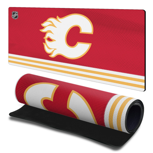 NHL Calgary Flames Team Uniform Gaming Office Desk PC Keyboard Mouse Mat Pad 23.62 x 11.81 x 0.12 inches (600 x 300 mm) - L