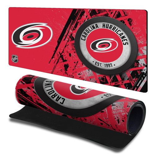 NHL Carolina Hurricanes Team Puck Gaming Office Desk PC Keyboard Mouse Mat Pad 23.62 x 11.81 x 0.12 inches (600 x 300 mm) - L