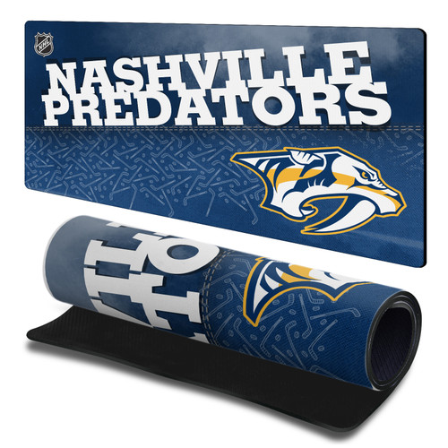 NHL Nashville Predators Team Word & Mark Gaming Office Desk PC Keyboard Mouse Mat Pad 23.62 x 11.81 x 0.12 inches (600 x 300 mm) - L
