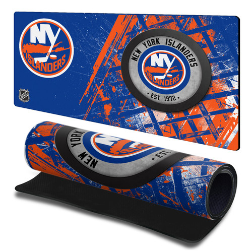 NHL New York Islanders Team Puck Gaming Office Desk PC Keyboard Mouse Mat Pad 23.62 x 11.81 x 0.12 inches (600 x 300 mm) - L