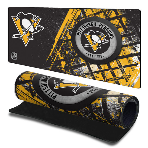 NHL Pittsburgh Penguins Team Puck Gaming Office Desk PC Keyboard Mouse Mat Pad 23.62 x 11.81 x 0.12 inches (600 x 300 mm) - L