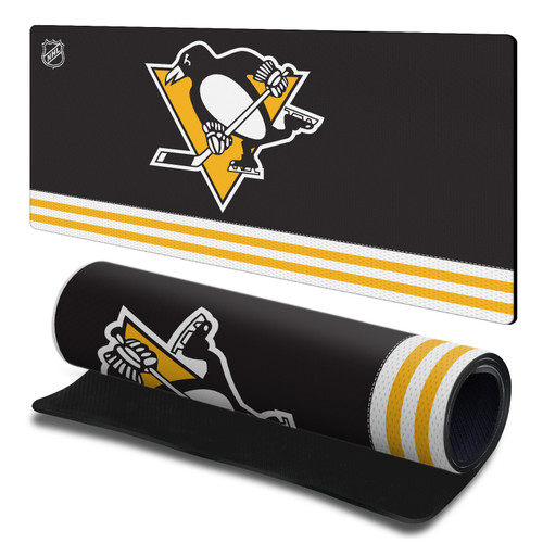 NHL Pittsburgh Penguins Team Uniform Gaming Office Desk PC Keyboard Mouse Mat Pad 23.62 x 11.81 x 0.12 inches (600 x 300 mm) - L