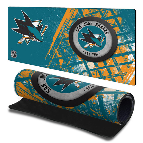 NHL San Jose Sharks Team Puck Gaming Office Desk PC Keyboard Mouse Mat Pad 23.62 x 11.81 x 0.12 inches (600 x 300 mm) - L