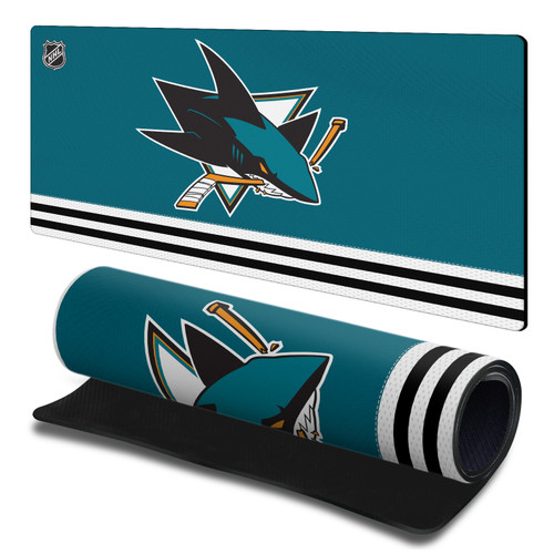 NHL San Jose Sharks Team Uniform Gaming Office Desk PC Keyboard Mouse Mat Pad 23.62 x 11.81 x 0.12 inches (600 x 300 mm) - L