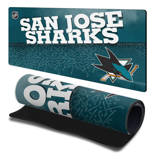 NHL San Jose Sharks Team Word & Mark Gaming Office Desk PC Keyboard Mouse Mat Pad 23.62 x 11.81 x 0.12 inches (600 x 300 mm) - L