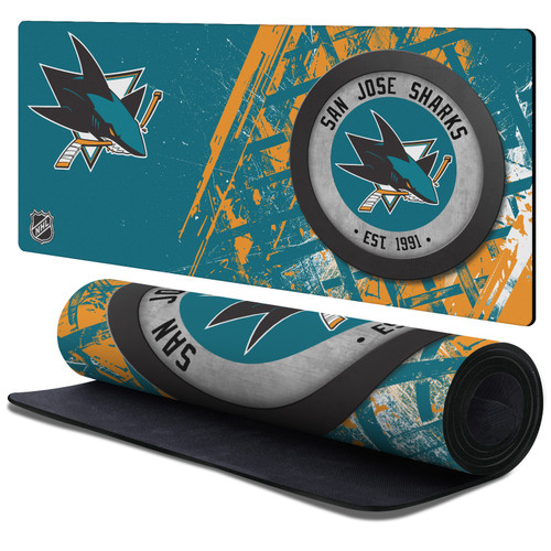 NHL San Jose Sharks Team Puck Gaming Office Desk PC Keyboard Mouse Mat Pad 37.4 x 15.75 x 0.16 inches (900 x 400 mm) - XL
