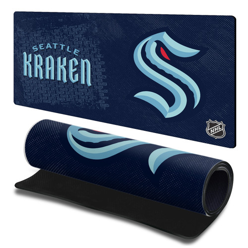 NHL Seattle Kraken Team Logo Gaming Office Desk PC Keyboard Mouse Mat Pad 23.62 x 11.81 x 0.12 inches (600 x 300 mm) - L