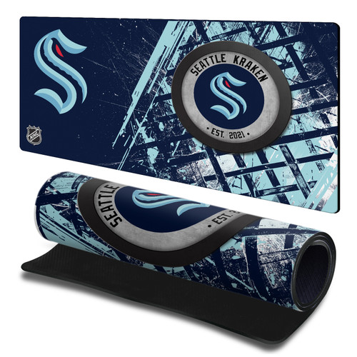 NHL Seattle Kraken Team Puck Gaming Office Desk PC Keyboard Mouse Mat Pad 23.62 x 11.81 x 0.12 inches (600 x 300 mm) - L