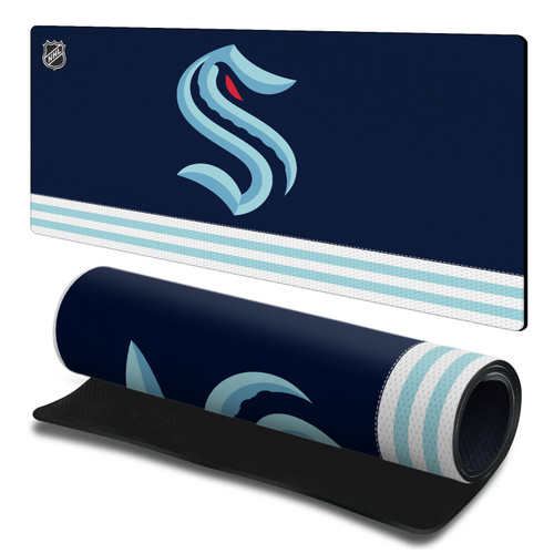 NHL Seattle Kraken Team Uniform Gaming Office Desk PC Keyboard Mouse Mat Pad 23.62 x 11.81 x 0.12 inches (600 x 300 mm) - L