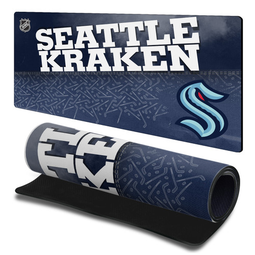 NHL Seattle Kraken Team Word & Mark Gaming Office Desk PC Keyboard Mouse Mat Pad 23.62 x 11.81 x 0.12 inches (600 x 300 mm) - L