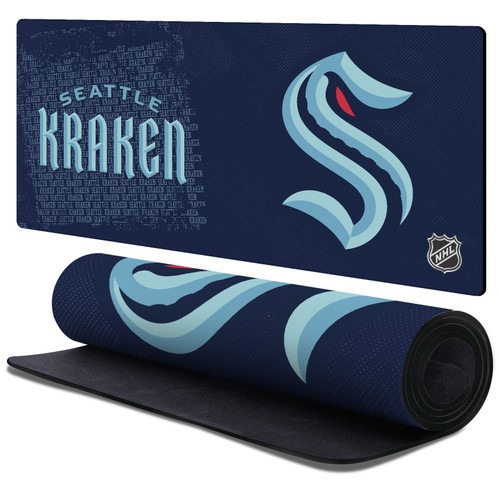 NHL Seattle Kraken Team Logo Gaming Office Desk PC Keyboard Mouse Mat Pad 37.4 x 15.75 x 0.16 inches (900 x 400 mm) - XL