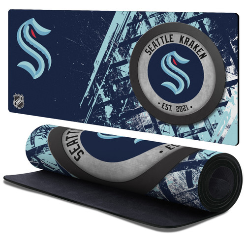 NHL Seattle Kraken Team Puck Gaming Office Desk PC Keyboard Mouse Mat Pad 37.4 x 15.75 x 0.16 inches (900 x 400 mm) - XL