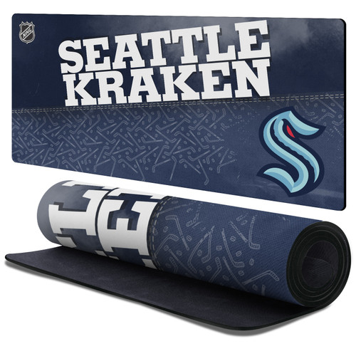 NHL Seattle Kraken Team Word & Mark Gaming Office Desk PC Keyboard Mouse Mat Pad 37.4 x 15.75 x 0.16 inches (900 x 400 mm) - XL
