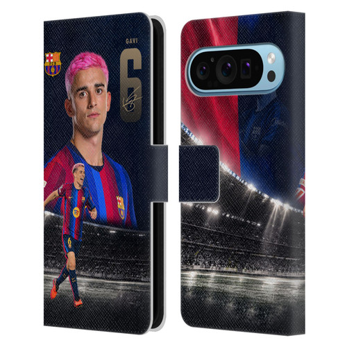 FC Barcelona 2026/27 First Team Gavi Leather Book Wallet Case Cover For Google Pixel 9 / Pixel 9 Pro