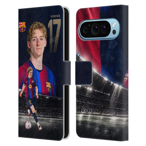 FC Barcelona 2026/27 First Team Anthony Gordon Leather Book Wallet Case Cover For Google Pixel 9 / Pixel 9 Pro