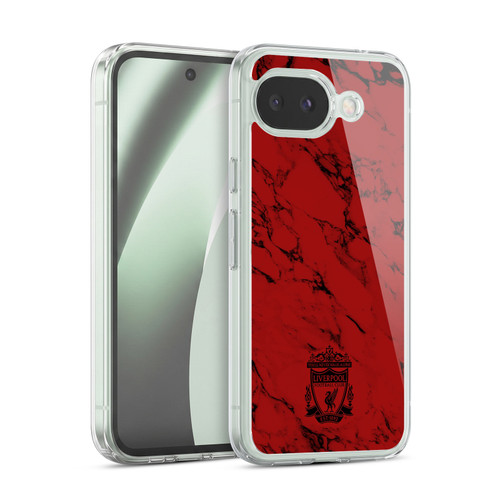 Liverpool Football Club Crest & Liverbird Patterns 1 Red Marble Soft Gel Case for Google Pixel 10a