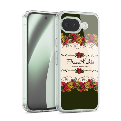 Frida Kahlo Red Florals Border Soft Gel Case for Google Pixel 10a