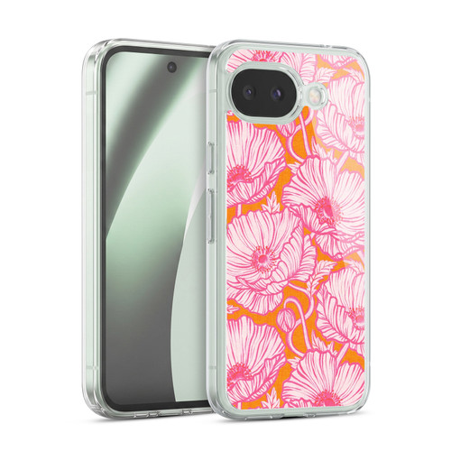 Micklyn Le Feuvre Flora And Fauna Hot Pink Orange Poppy Floral Soft Gel Case for Google Pixel 10a