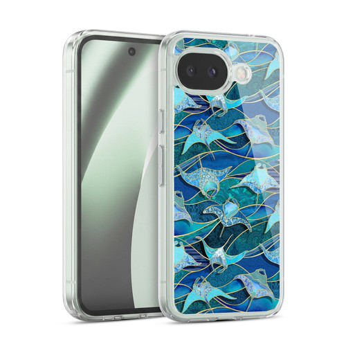 Micklyn Le Feuvre Flora And Fauna Patchwork Manta Rays in Blue Soft Gel Case for Google Pixel 10a