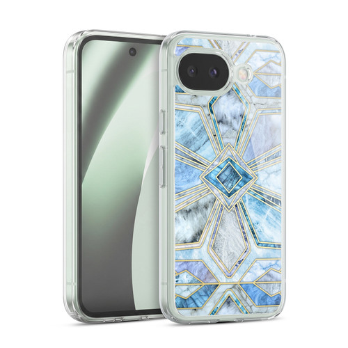 Micklyn Le Feuvre Marble Patterns Geometric Gilded Stone Tiles In Soft Blues Soft Gel Case for Google Pixel 10a