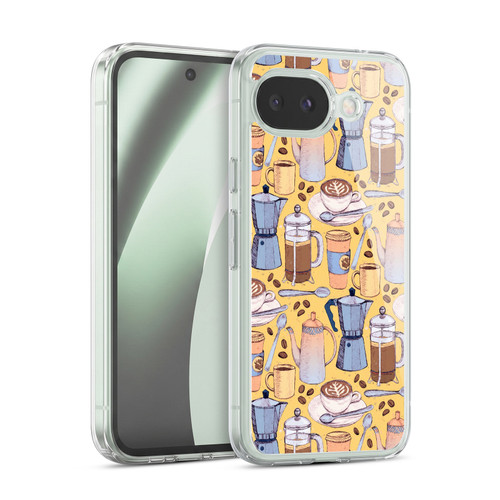 Micklyn Le Feuvre Patterns 2 Coffee Love On Yellow Soft Gel Case for Google Pixel 10a
