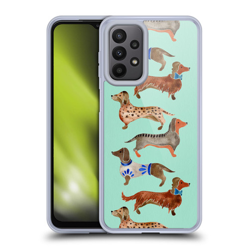 Cat Coquillette Animals Blue Dachshunds Soft Gel Case for Samsung Galaxy A23 / 5G (2022)