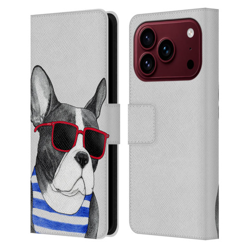 Barruf Dogs Frenchie Summer Style Leather Book Wallet Case Cover For Apple iPhone 18 Pro