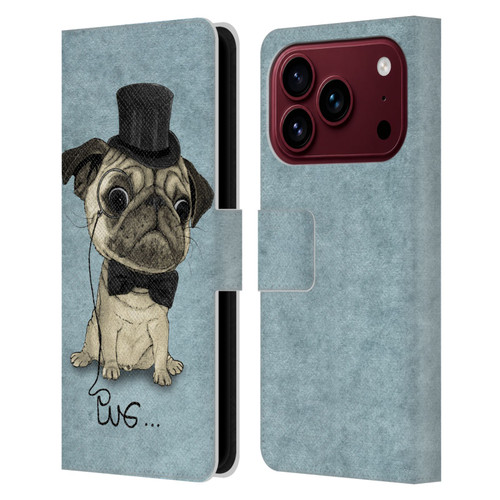 Barruf Dogs Gentle Pug Leather Book Wallet Case Cover For Apple iPhone 18 Pro