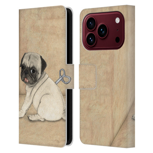 Barruf Dogs Pug Toy Leather Book Wallet Case Cover For Apple iPhone 18 Pro