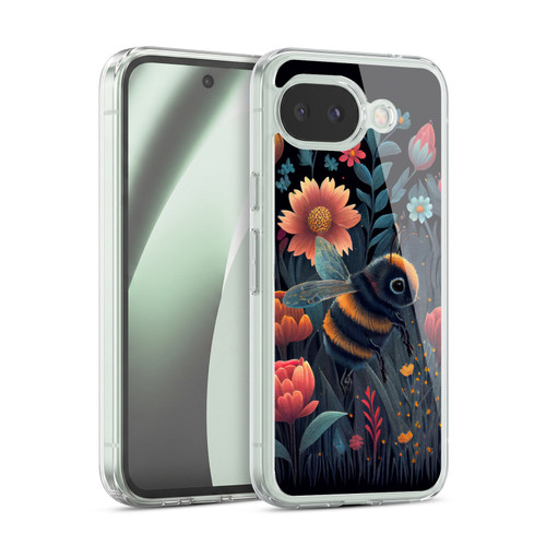 JK Stewart Art Bee And Colorful Flowers Soft Gel Case for Google Pixel 10a