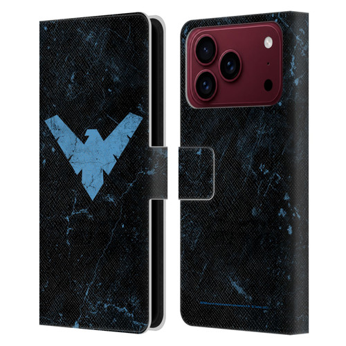 Batman DC Comics Nightwing Logo Grunge Leather Book Wallet Case Cover For Apple iPhone 18 Pro Max