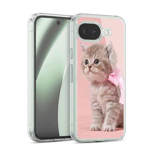 Head Case Designs Cats Kitten With Pink Bow Soft Gel Case for Google Pixel 10a