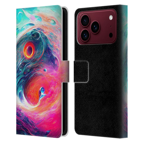 Wumples Cosmic Arts Blue And Pink Yin Yang Vortex Leather Book Wallet Case Cover For Apple iPhone 18 Pro Max
