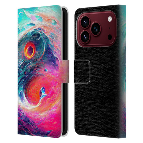 Wumples Cosmic Arts Blue And Pink Yin Yang Vortex Leather Book Wallet Case Cover For Apple iPhone 18 Pro
