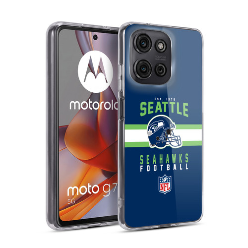 NFL Seattle Seahawks Graphics Helmet Typography Soft Gel Case for Motorola Moto G75