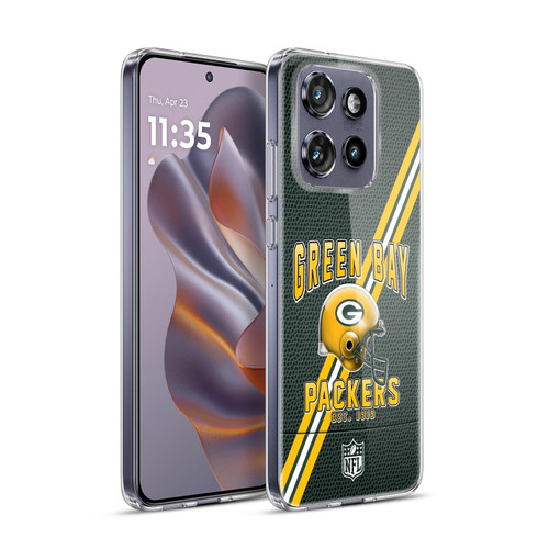 NFL Green Bay Packers Logo Art Football Stripes Soft Gel Case for Motorola Edge 50 Neo