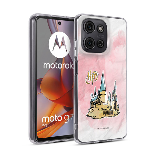 Harry Potter Deathly Hallows XVII Logo And Castle Soft Gel Case for Motorola Moto G75
