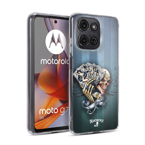 Alchemy Gothic Skull And Cards Read 'Em And Weep Soft Gel Case for Motorola Moto G75