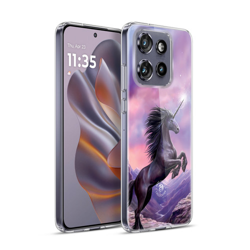 Anne Stokes Mythical Creatures Black Unicorn Soft Gel Case for Motorola Edge 50 Neo